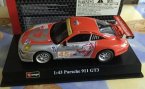 1:43 Silver-Orange Bburago Diecast Porsche 911 GT3 Car Model