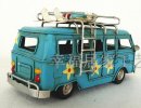 Small Scale Red / Pink / Blue Tinplate Vintage Bus Model