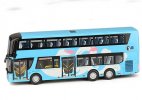 1:42 Scale Blue Sea World Kids Diecast Double Decker Bus Toy