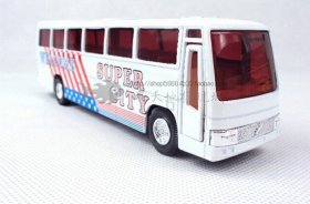 Kids White Pull-back Function Super City Bus Toy