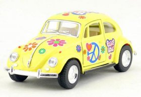 Yellow / Creamy White / Pink 1:32 Scale Diecast VW Beetle Toy