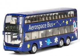 Blue 1:87 Scale Kids Aerospace Diecast Double Decker Bus Toy
