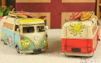 Handmade Red / Blue Vintage Small Scale VW Bus Model