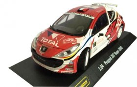 White-Red 1:24 Scale Diecast PEUGEOT 207 Super 2000 Model