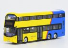 1:120 Yellow-Blue Diecast Volvo B8L Double Decker Bus Model