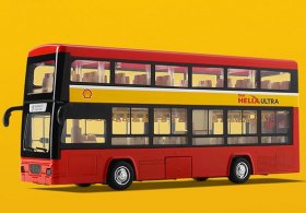 1:48 Scale Helix Ultra Orange Kids Diecast Double Decker Bus Toy