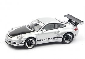 Silver 1:64 Scale Diecast Porsche 911 (997) RWB Car Model