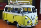 Blue / Yellow / Red Handmade Medium Scale Tinplate VW Bus Model