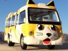 Yellow-White Pull-Back Function Cat Design Diecast School Bus