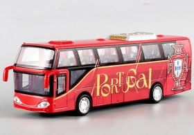 Red Portugal Football Team Painting Kids Diecast Coach Bus Toy