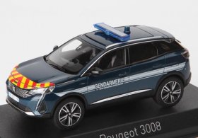 Blue Police NOREV 1:43 Diecast 2023 Peugeot 3008 SUV Model