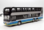 Silver-Blue 1:43 Scale Diecast Foton AUV Double Decker Bus Model