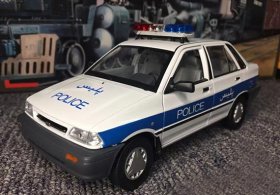 1:24 Scale White-Blue Welly Iran Police Diecast Kia Pride Model