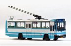 1:76 Scale White-blue ShangHai NO. 15 Route Trolley Bus Model