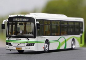 1:43 Scale White-Green Diecast Sunwin Shanghai City Bus Model