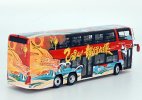 Red 1:64 Dragon Painting Diecast Ankai Double Decker Bus Model