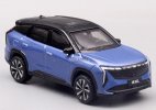 1:64 Scale Silver / Blue Diecast 2023 Geely Boyue L SUV Model