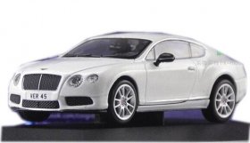 White / Yellow 1:43 Diecast Bentley Continental GT V8 Model