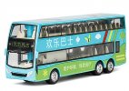 Blue 1:87 Scale Kids Joyous Diecast Double Decker Bus Toy