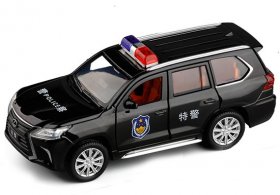 1:32 Scale Black /White Kids Police Diecast Lexus LX570 SUV Toy