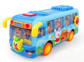 Blue Kids Cartoon Design Music Educational School Bus Toy