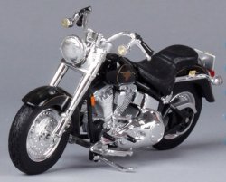 Black Diecast Harley Davidson FLSTF Fat Boy 1:18 Scale