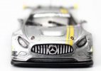 Silver-Yellow 1:64 Scale Diecast Mercedes AMG GT3 Model
