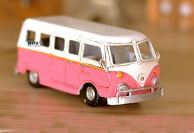 Green / Red / Pink Small Size Vintage Tinplate VW Bus Model