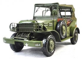 Tinplate Medium Size Army Green 1942 Army Jeep Model