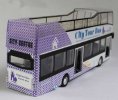 1:32 Scale White-purple Half Roof Double Decker City Tour Bus