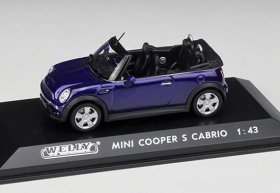 1:43 Scale Blue Welly Diecast Mini Cooper S Cabrio Model