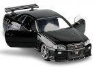 Kids 1:32 Scale Blue /Black Diecast Nissan Skyline GT-R R34 Toy