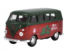 Red-Green 1:36 Merry Christmas Welly Diecast VW T1 Bus Toy