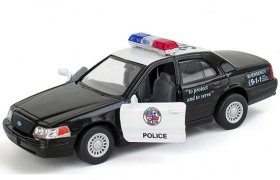 Kids Black / White Police Theme Diecast Ford Crown Victoria Toy