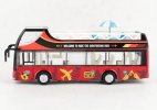 Red World Travel Kids Diecast Double Decker Sightseeing Bus Toy