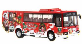 1:76 Scale Red Merry Christmas Theme Hong Kong City Bus Model