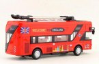 Kids Red Pull-Back Diecast Double Decker Trolley Bus Toy