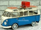 Vintage Blue / Red Handmade Medium Scale Tinplate VW Bus Model