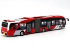 1:64 Scale Red-White Diecast Yinlong Articulated Bus Model