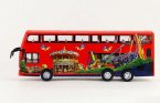 Kids Pull-Back Function Red /Blue Die-Cast Double Decker Bus Toy