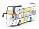 Kids White Amusement Park Diecast Double Decker Bus Toy