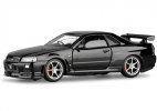 Kids 1:32 Scale Blue /Black Diecast Nissan Skyline GT-R R34 Toy