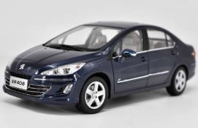 1:18 Scale White / Blue Diecast 2012 Peugeot 408 Model