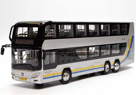 Silver 1:43 Scale LNG Diecast Foton AUV Double Decker Bus Model