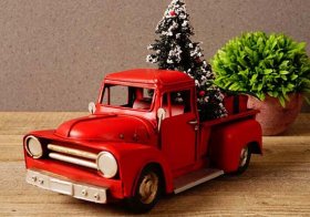 Christmas Gift Red /Blue 1:18 Scale Tinplate Pickup Truck Model