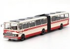 White-Red 1:64 Scale BK670 Diecast Beijing Articulated Bus Model