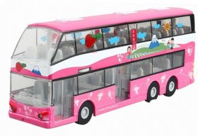 Kids Pink Pull-Back Function Lovely Strawberry Double Decker Bus