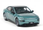 Silver / Green 1:64 Scale Diecast Xpeng P7i Model