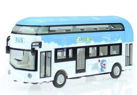 Kids 1:32 Scale Blue-White Diecast Doraemon Double Decker Bus