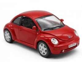 Red / Yellow 1:24 Scale Welly Diecast VW New Beetle Model